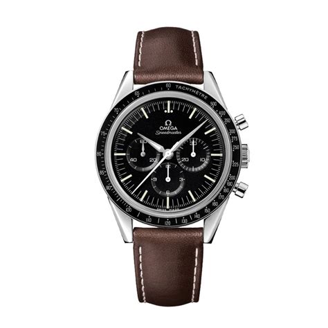 omega speedmaster moonwatch brown leather strap|Omega Speedmaster moonwatch strap.